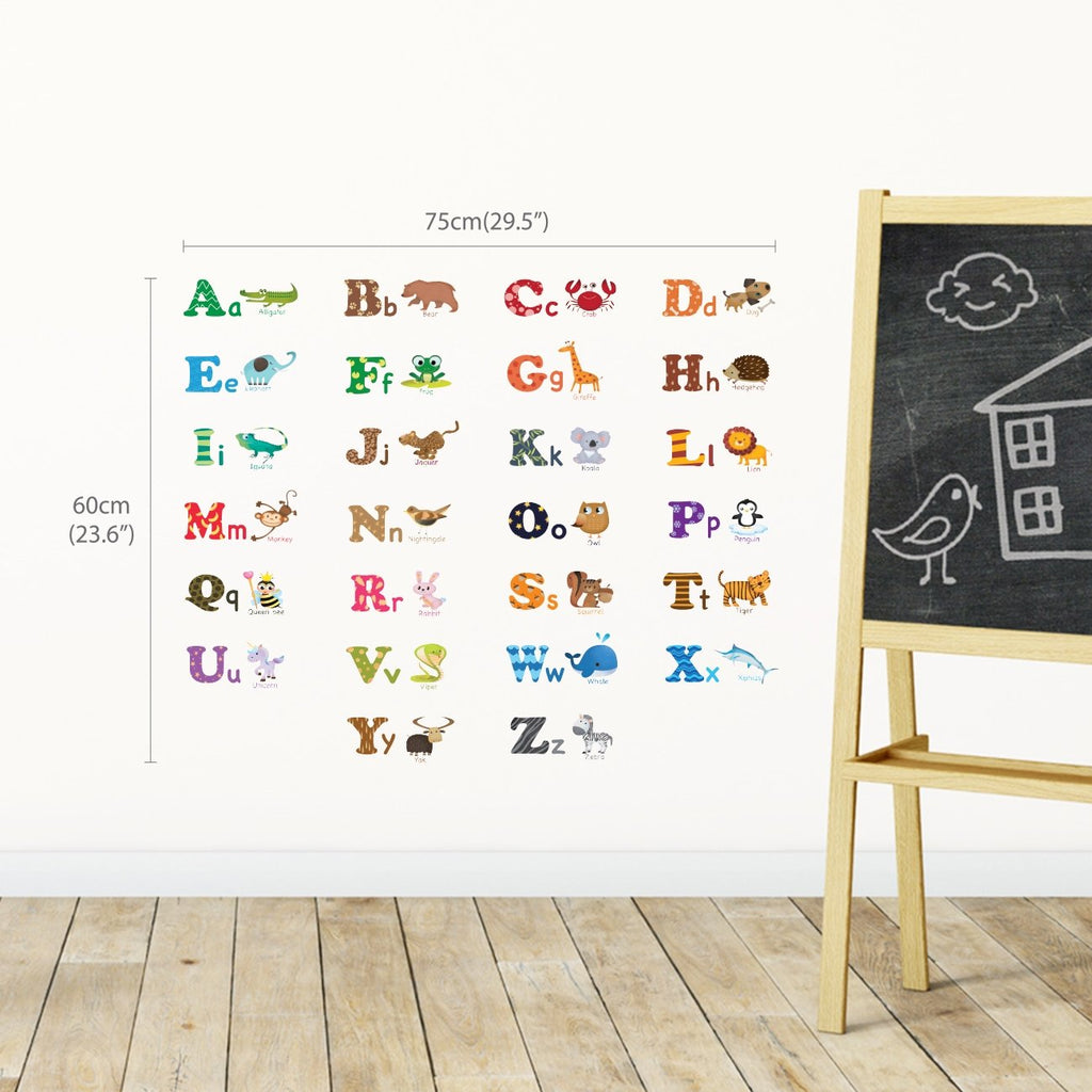 Alphabet & Animals Wall Stickers (Small) - DECOWALL