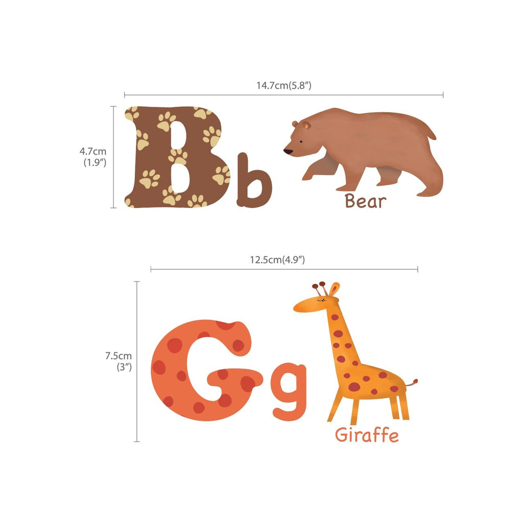 Alphabet & Animals Wall Stickers (Small) - DECOWALL