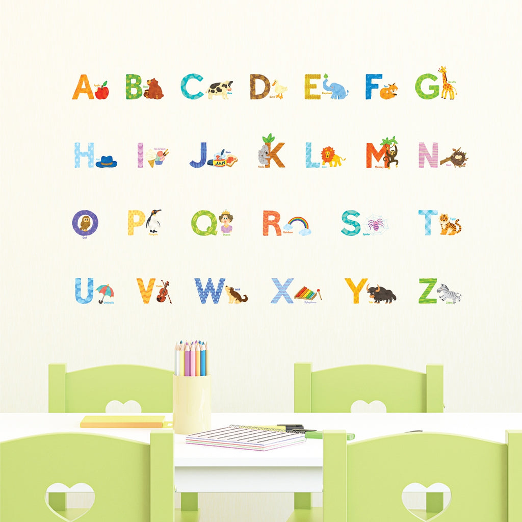 Watercolour Animal Alphabet Wall Stickers (Small)