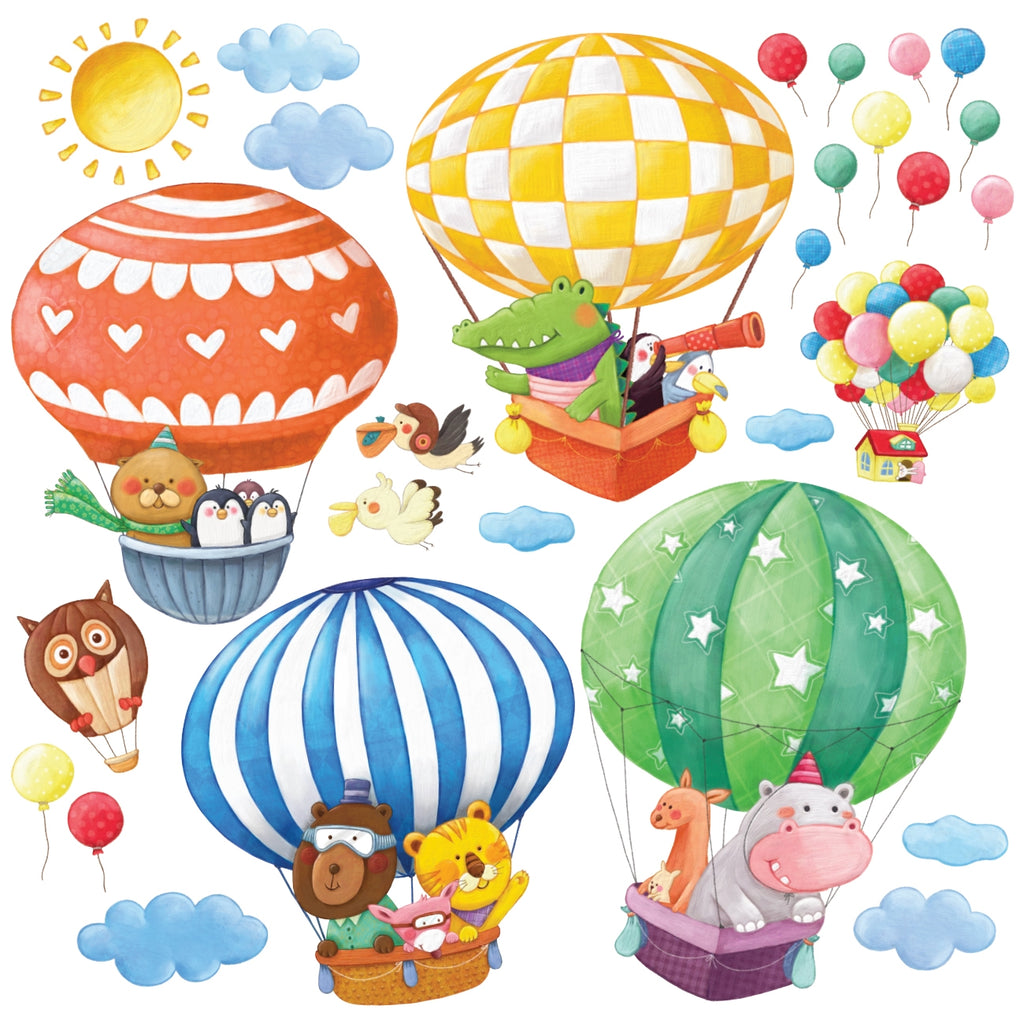 Animal Hot Air Balloons Wall Stickers (Small)