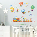 Animal Train and Hot Air Balloons  Wall Stickers (Small)