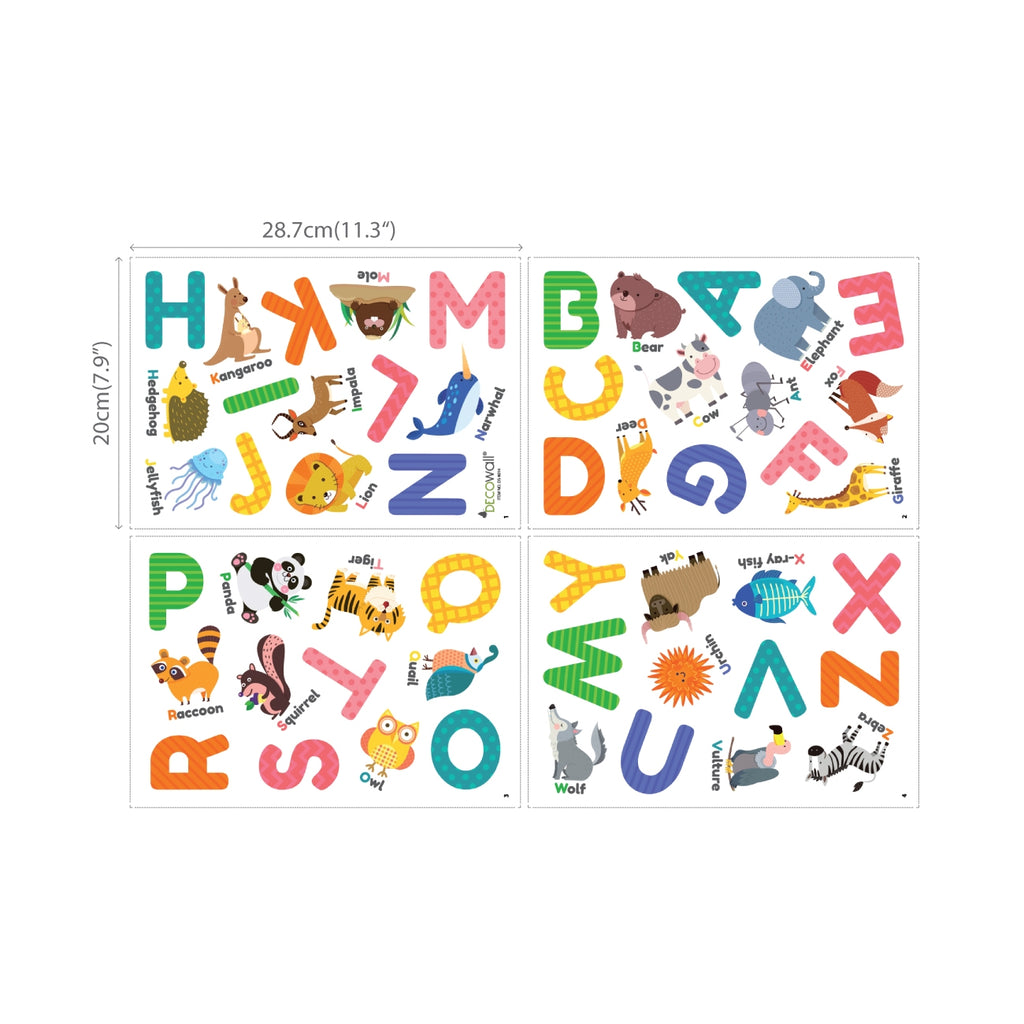 Colourful Animal Alphabet Wall Stickers (Small)