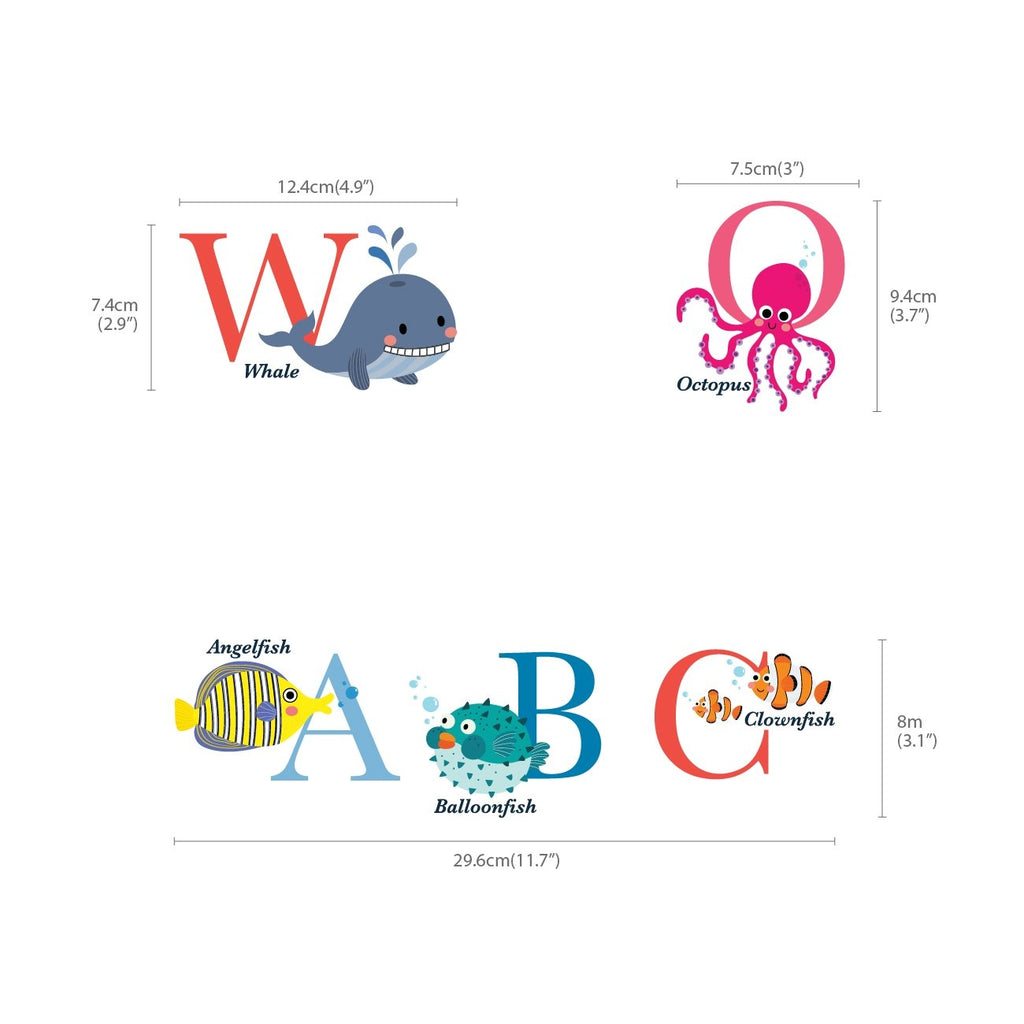A-Z Ocean Alphabet Wall Stickers - DECOWALL