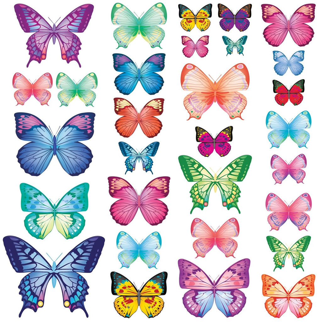 30 Vibrant Butterflies Wall Stickers - DECOWALL