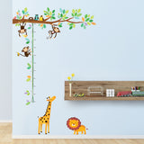 Little Monkeys Tree & Animals Height Chart Wall Stickers