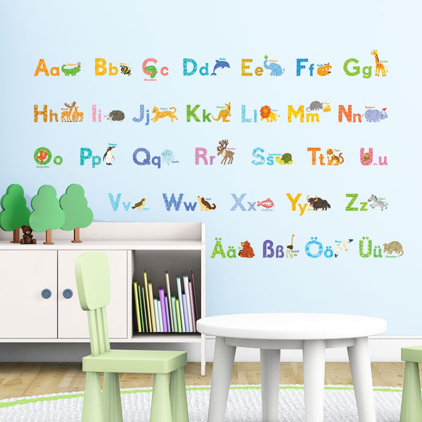 Watercolour Animal German Alphabet Wall Stickers – DECOWALL